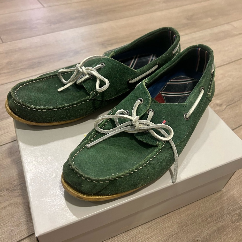 Tommy Hilfiger Green Suede Men's Slip-Ons